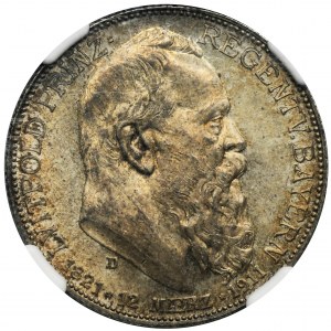 Germany, Bavaria, Regent Luitpold, 2 Mark Munich 1911 D - NGC MS65