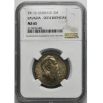 Niemcy, Bawaria, Regent Luitpold, 2 Marki Monachium 1911 D - NGC MS65