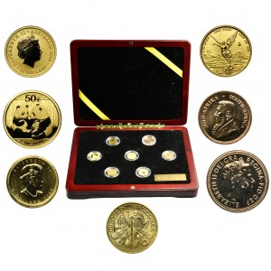 Zestaw, Monety złote świat, w oryginalnym pudełku (7 szt.)