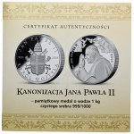 Medal o wadze 1 kg srebra 2014 - Kanonizacja Jana Pawła II