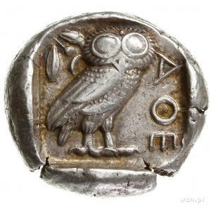 tetradrachma ok. 480-400 pne; Aw: Głowa Ateny w hełmie ...