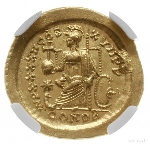 solidus 441-450, Konstantynopol; Aw: Popiersie cesarza ...