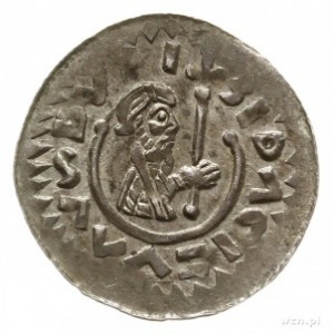 denar ok. roku 1092; Aw: Popiersie młodego księcia z kr...