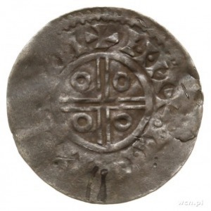 naśladownictwo denara duńskiego z XI w.; Aw: Krzyż liśc...