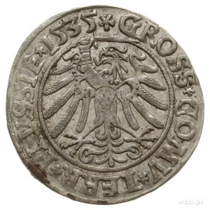 grosz 1535, Toruń, na awersie końcówka napisu ... PRVSS...