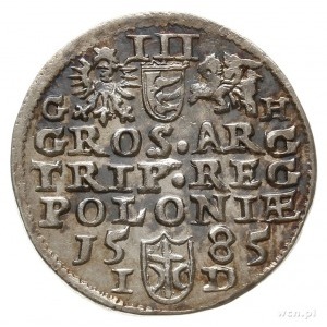 trojak 1585, Olkusz, odmiana z literą G-H obok Orła i P...