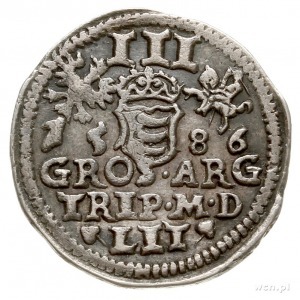 trojak 1586, Wilno, herb Prus pod popiersiem króla; Ige...