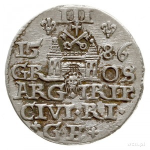 trojak 1586, Ryga, duża głowa króla; Iger R.86.1.a (R),...