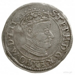 grosz 1580, Wilno, Aw: Głowa króla w prawo, w koronie i...