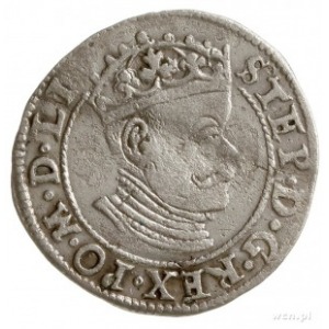 grosz 1580, Wilno, Aw: Głowa króla w prawo, w koronie i...