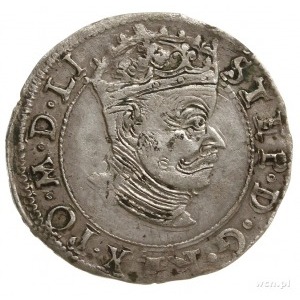 grosz 1581, Wilno, Aw: Głowa króla w prawo, w koronie i...