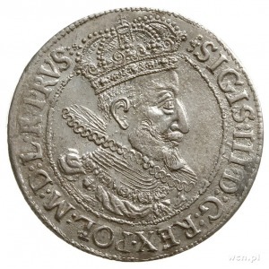 ort 1616, Gdańsk, mała głowa króla z szeroką kryzą, łap...