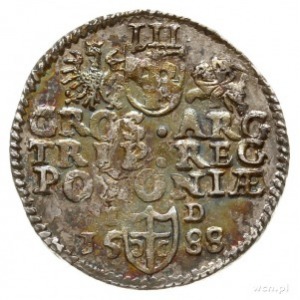 trojak 1588, Olkusz, mała głowa króla, na rewersie lite...