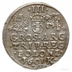 trojak 1601, Kraków, popiersie króla w lewo; Iger K.01....