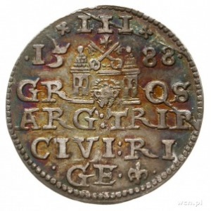 trojak 1588, Ryga, duże popiersie króla; Iger R.88.2.a ...