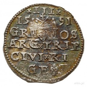 trojak 1591, Ryga, na awersie końcówka LI; Iger R.91.1....