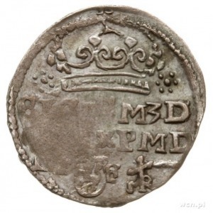 grosz 1597, Lublin, Aw: Korona, poniżej napis SIG(IS)M ...