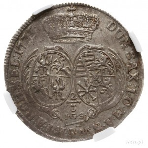 2/3 talara (gulden) 1722, Drezno, Aw: Popiersie króla, ...