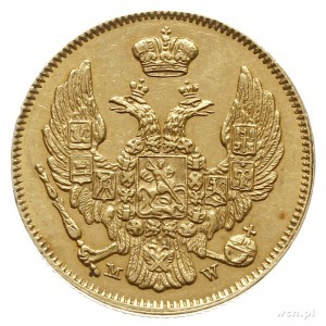 3 ruble = 20 złotych 1837, Warszawa; złoto 3.91 g; Plag...