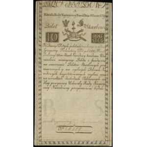 10 złotych polskich 8.06.1794; seria A, numeracja 24519...