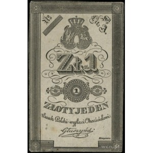 próbny druk 1 złoty 1831; litera A, bez numeracji, podp...