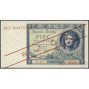 5 złotych 2.01.1930; seria BX, numeracja 0197264, czerw...