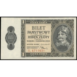 1 złoty 1.10.1938; seria IL, numeracja 8711621; Lucow 7...