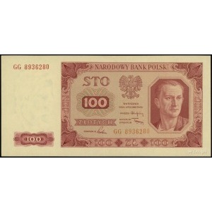 100 złotych 1.07.1948; seria GG, numeracja 8936280, bez...