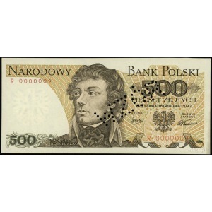 500 złotych 16.12.1974; ukośna perforacja WZÓR, seria R...