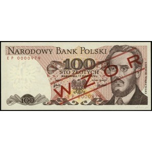 100 złotych 17.05.1976; czerwony ukośny nadruk WZÓR / S...