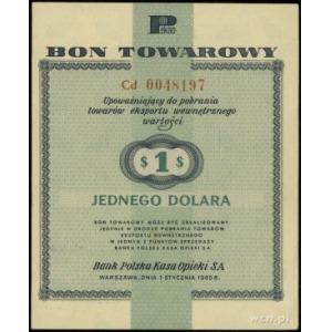bon towarowy 1 dolar 1.01.1960; seria Cd, numeracja 004...