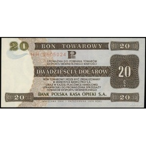bon towarowy 20 dolarów 1.10.1979; seria HH, numeracja ...