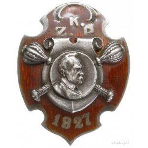 odznaka pamiątkowa KZP 1927, dwuczęściowa w kształcie t...