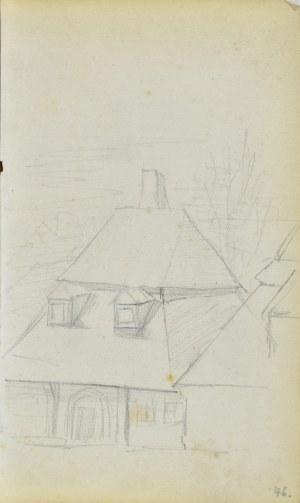 Jacek MALCZEWSKI (1854-1929), Dom z wysokim łamanym dachem i podcieniem