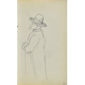 Jacek MALCZEWSKI (1854-1929), Szkic starca z sumiastym wąsem, w kapeluszu i laską pod pachą