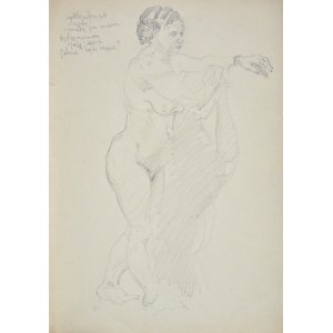 Kasper POCHWALSKI (1899-1971), Akt stojącej kobiety z rzucającym cieniem na ścianie, 1953
