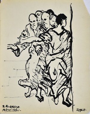 Kazimierz PODSADECKI (1904-1970), Grupa postaci wg obrazu El Greca „Uzdrowienie ślapca”, 1968