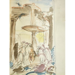 Wojciech WEISS (1875-1950), By the fountain, 1915
