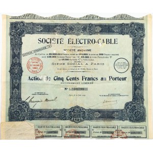 AKCJA NA 500 FRANKÓW, Societe Electro-Cable, Paryż, 30.06.1929