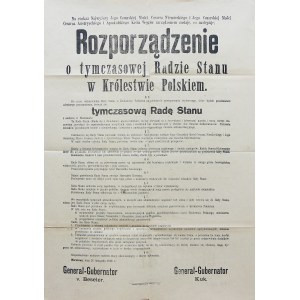 AFISZ „ROZPORZĄDZENIE O TYMCZASOWEJ RADZIE STANU W KRÓLESTWIE POLSKIEM”