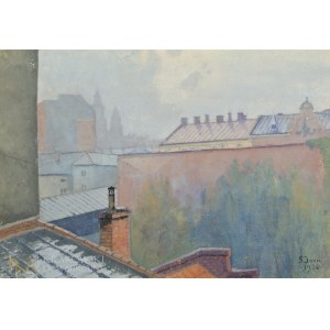 Soter August JAXA-MAŁACHOWSKI (1867-1952), Dachy Krakowa z widokiem na Wawel (1920)