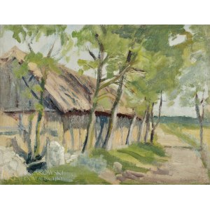 Hanna RUDZKA-CYBISOWA (1897-1988), Chaty przy drodze - Ostrówki (1918)
