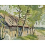 Hanna RUDZKA-CYBISOWA (1897-1988), Chaty przy drodze - Ostrówki (1918)