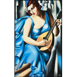 Tamara Łempicka (1898 Warszawa - 1980 Cuernavaca Meksyk), Femme bleue a la Guitare