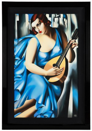 Tamara Łempicka (1898 Warszawa - 1980 Cuernavaca Meksyk), Femme bleue a la Guitare