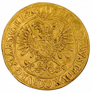 Habsburkové. Ferdinand II. 10 dukát 1624 Praha - Jan Suttner (33,86 g). MKČ-711. opracovaná hrana, úpravy v ploše, n...