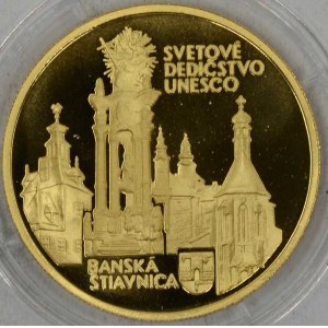 Slovensko.  5000 Sk 1997 Banská Štiavnica, etue (poškozená), certifikát
