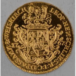 Novoražba Šlikovského dukátu 1767/2019. Au 0.986 (3,50 g) 20 mm, mincovna Kremnica, raženo pouze 150 kusů, dřevěná etue...