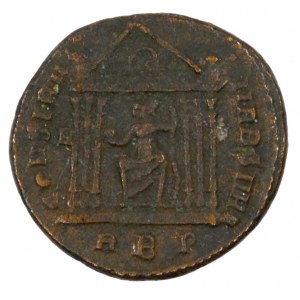 Maxentius  (306-312). Follis, minc. Řím (RBP). CONSERV. VRB. SVAE, Roma sedící v chrámu. Coh.-21, Sear...