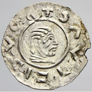 Břetislav II. (1092-1100). Denár. Cach-390. n. vylomená hr.